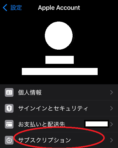 「サブスクリプション」を選択。
